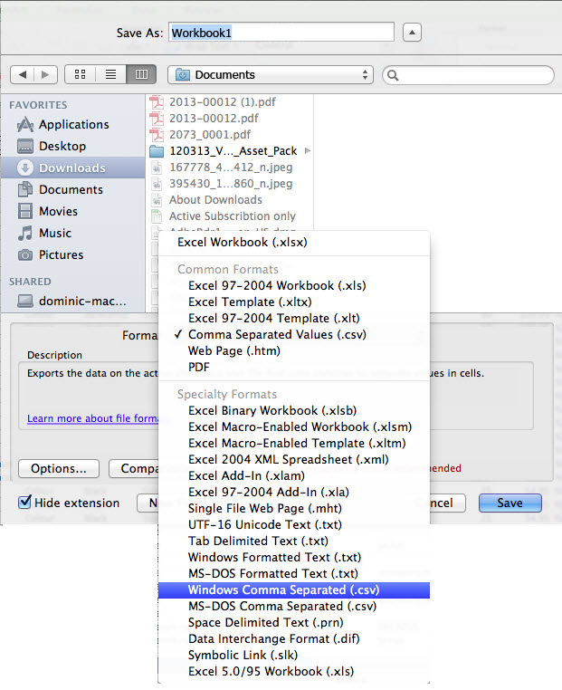 Bulk SMS End User Guide How to Export Microsoft Excel to CSV in Mac OS