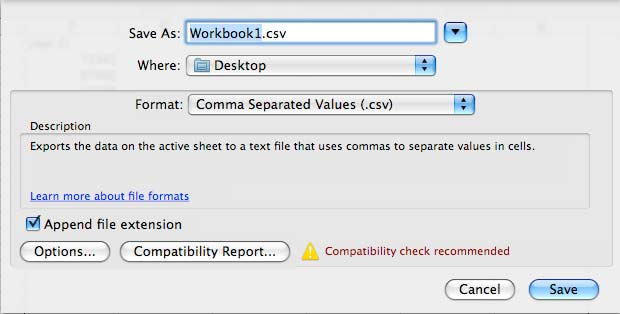 Bulk SMS End User Guide How to Export Microsoft Excel to CSV in Mac OS