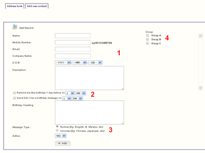 Bulk SMS End User Guide SMS Address Book Add Contact