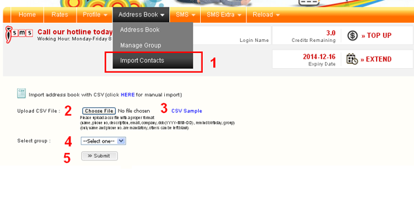 Bulk SMS End User Guide SMS Address Book Import Contact